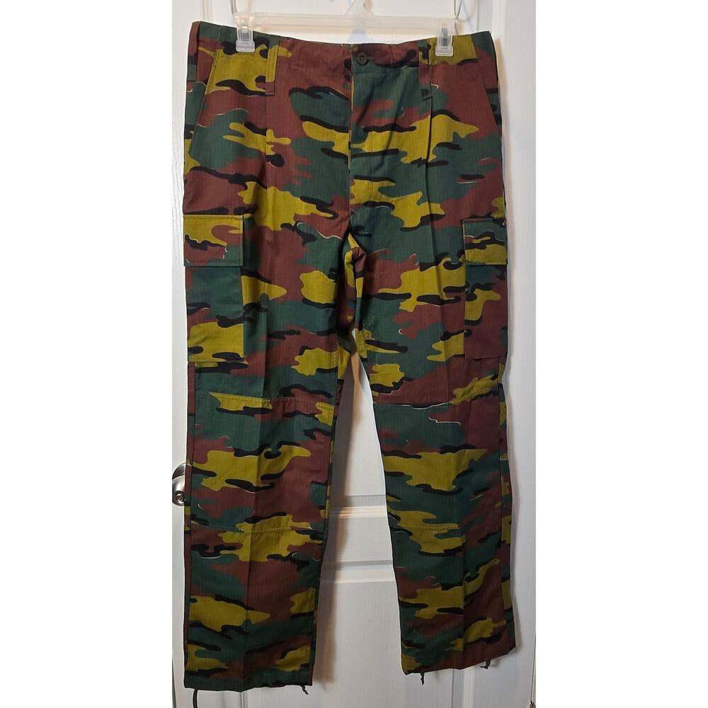 Vintage Authentic Belgian Army Jigsaw ripstop Field Pants Camo Military XL/L